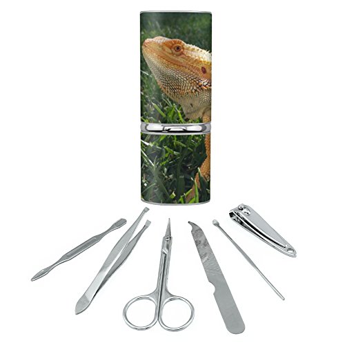 Bearded Dragon in Profile Stainless Steel Manicure Pedicure Grooming Beauty Care Travel Kit