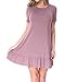 LAINAB Womens Summer Short Sleeve Loose Swing Casual Tunic Dress Grape Purple L