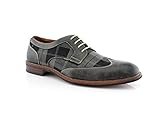 Ferro Aldo Julian MFA19266APL Mens Casual Plaid Wing Tip Perforated Mid-Top Brogue Oxford Dress Shoes