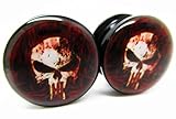 The Punisher Bloody Skull Ear Plugs - Acrylic Screw-On - 8 Sizes - Brand NewPair (00 Gauge (10mm))