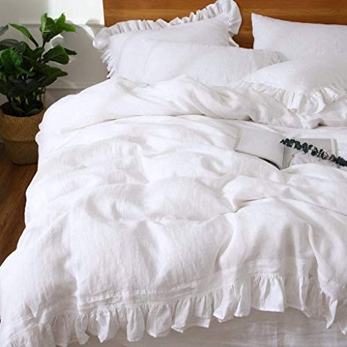 image for FABRICALICIOUS LINEN Frilled Duvet Cover 3 Qty with Beautiful Ruffle E