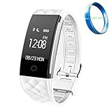 JIAMEIYI Fitness Tracker, Intelligent Heart Rate Blood Pressure Monitor Wearable Pedometer Bluetooth Smart Wristand Sleep Monitor,Steps Counter,Calories Track Android iOS (White)