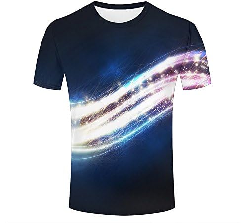 ZeShan Unisex 3D Print Summer Casual Glowing line Curve T-Shirt Graphic Tees XXXL