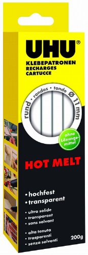 UHU HeiÃklebepatronen Hot Melt, Transparente Klebepatronen, 11 mm Durchmesser, transparent, 200g