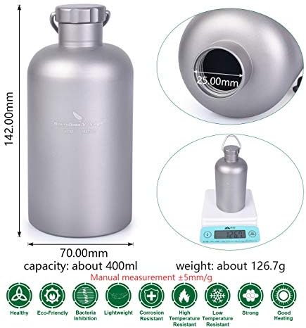 Titanium water bottle with straightforward design, high lid, and anti-leak feature priced at $38.99.