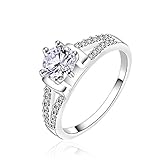 Fashion 925 Sterling Silver Jewelry Luxury Zircon Classic Upscale Wedding Ring Size 7 White