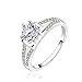 Fashion 925 Sterling Silver Jewelry Luxury Zircon Classic Upscale Wedding Ring Size 7 White