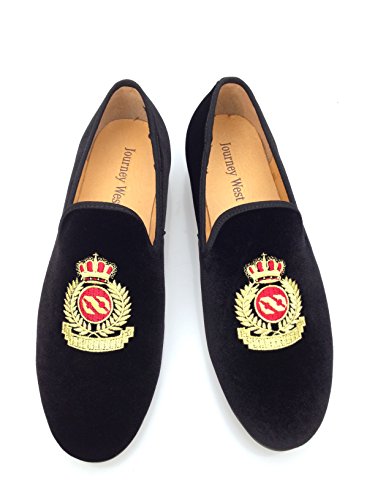 Men s Vintage Velvet Embroidery Noble Loafer Men Shoes Slip-on Loafer Smoking Slipper US 12