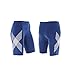 2XU Women's Mid-Rise Compression Shorts, Dark Colony Blue/Striped White, Small