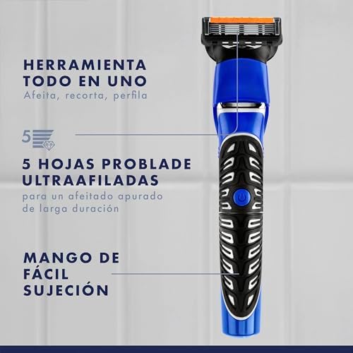 Aparador All-In-1: Apara, Raspa e Perfila Com Precisão o Rosto e o Corpo, Resistente à Água, Aparador de Cabelo Masculino 4 Em 1 Com 3 Pentes e 1 Recarga Gillette Proglide