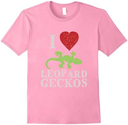 Men's Funny I Love Leopard Geckos T-shirt Pet Zoo Animal Farm Small Pink