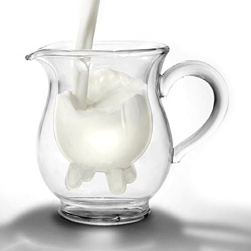 Double-deck Glass Cups with Handle Handcraft Cow Udder Style Milk Mugs Clear Body Creative Galss Jar YJ005