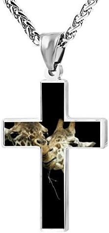ZHJshuer The Cute Giraffe Jewelry Cross Religious Enamel Pendant Necklace