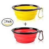 Foldable Portable Dog Bowl Cute Portable Silicone Collapsible Folding Pet Bowl Travel Cat Pet Bowl Feeding Water Food (set of 2)
