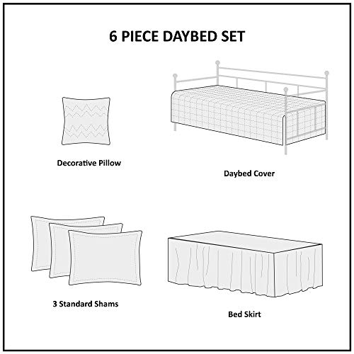 Madison Park Daybed Cover Double Sided Quilting Casual Design All Season Bedding Set with Bedskirt, Matching Shams…