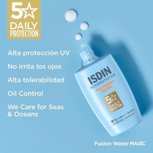 Fotoprotector Fusion Water MAGIC SPF 50, Protector Solar Facial De Uso Diario Ultraligero Y Absorción Inmediata, Crema Solar Que Protege Frente Al Daño Solar Con Tecnología Full Spectrum -50 ml