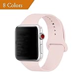 YANCH Compatible Apple Watch Band 38mm, Soft Silicone Sport Band Replacement Wrist Strap Compatible iWatch Nike+,Sport,Edition,S/M,Pinksand
