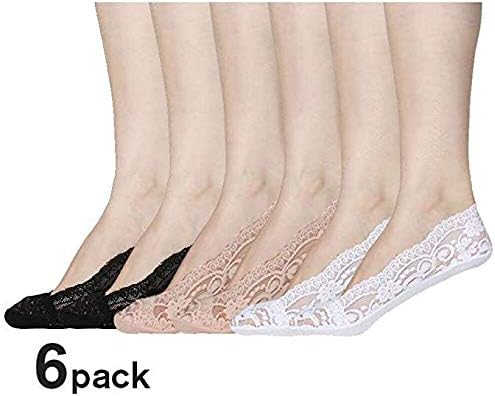 6 Pairs No Show Socks Women No Show Liner Socks Womens No Show Socks Thin Low Cut Casual Socks Lacy Bud Silk Lace Cotton
