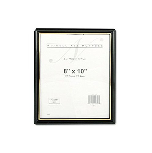 NuDell 8 x 10 Inches  EZ Mount Document Frame Plastic Face, Black with  Gold Trim