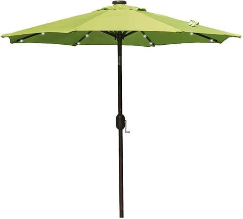 Amazon Com Sundale Outdoor 7 Ft Solar Powered 24 Led Lighted Patio Umbrella Table Market Umbrella With Crank And Push Button Tilt For Garden Deck Backyard Pool 8 Steel Ribs Polyester Canopy