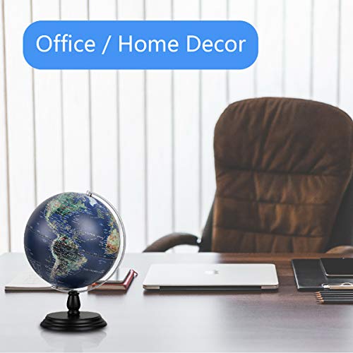 FUN GLOBE World Globe Desktop Education Geographic Interactive Earth Globes for Kids & Adults for Educational Toys/Office Supplies/Indoor Decorations/Holiday Gift (Navy 10 in)