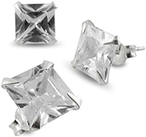 4MM Square CZ Stone 925 Sterling Silver Earring jewelry