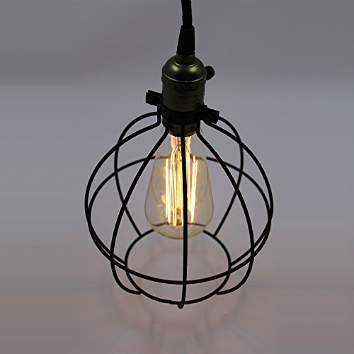 CLAXY Ecopower Light Vintage Style Industrial Hanging Light Mini Pendant Wire Cage Lamp