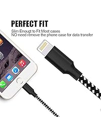 TDNH MFi Certified iPhone Charger 3Pack 10FT Extra Long Nylon Braided USB Charging & Syncing Cord Compatible iPhone Xs Max XR X 8 8Plus 7 7Plus 6S 6S Plus SE iPad Nan Black White