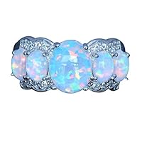 Slendima Creative Oval Faux Opal Ring Women Fashion Engagement Wedding Band Party Banquet Jewelry Gift US 10