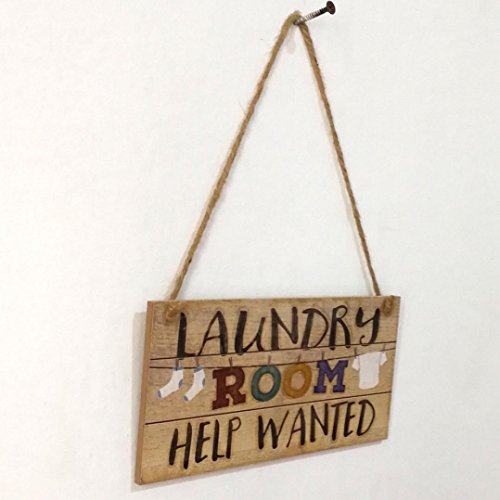 Matoen Wooden Laundry Room Wall Door Hanging Sign Plaque Pendant Prompt Decoration (E)