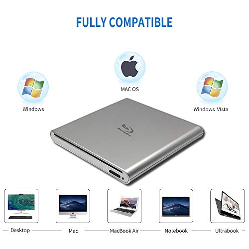 External Blu Ray Portable CD DVD Drive Player USB 2.0 Slot-in DVD RW Burner Slim Optical Reader Writer Compatible DVD Dual Layer Burn for Laptop Notebook Desktop PC iMac MacBook (Silver) External Blu Ray Portable CD DVD Drive Player USB 2.0 Slot-in DVD RW Burner Slim Optical Reader Writer Compatible DVD Dual Layer Burn for Laptop Notebook Desktop PC iMac MacBook (Silver)