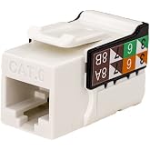 CAT6 RJ45 Keystone Jack, V-Max Series - White Color - (50 pack)