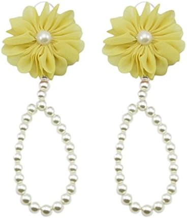 Harmily Newborn Baby Girls Flower Pearl Foot Band Toe Rings Barefoot Floral Wedding Child Sandals Anklet Chain Crib Beach Baby Shoes