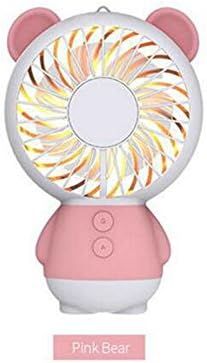 FJY Handheld Mini Fan Portable Personal Fans USB Rechargeable Battery Computer Cooling Necklace Fan，for Camping, Home, Travel, Office, pink - bear