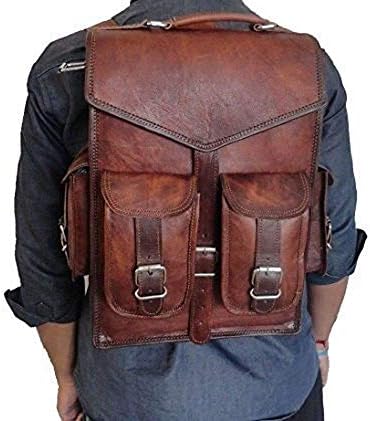 Classydesigns Vintage Leather Laptop Briefcase 2 in 1 Leather Chultasche Backpack Laptop Rucksack