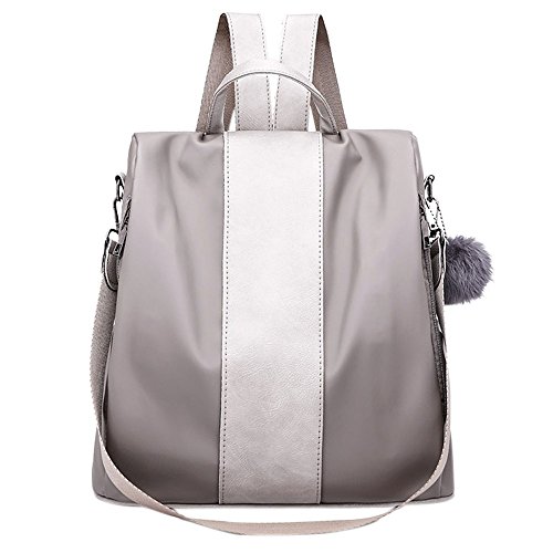 Clearance Sale! ZOMUSA Women Girls Fashion Mini Backpack Shoulder Bag Solid School Bags With Fur Ball (Gray )