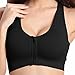 Women's Front Zipper Closure Sports Bra High Impact Support Racerback Workout Bras Black White M