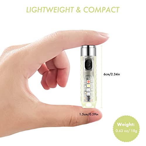 Mini Flashlight, Smrthume Handheld LED Keychain Flashlight Ultra Bright 11 Mode with USB Rechargeable, Waterproof Flash Light Outdoor EDC Torch Gear for Camping Hiking and Emergencies (Fluorescence)
