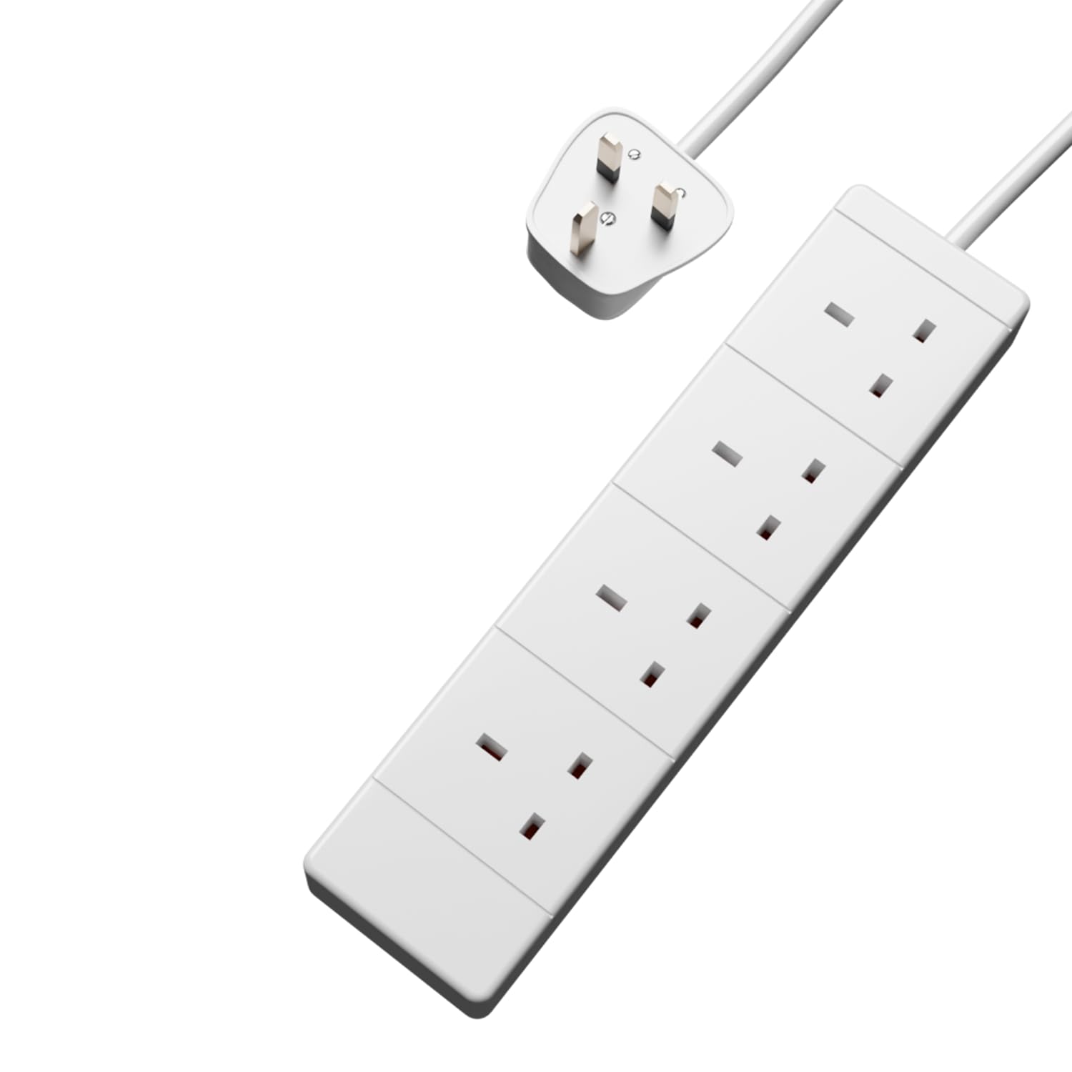rhinocables Extension Lead UK 3-Pin Plug and Cable 13 amp, 4 Gang Way Multi Sockets Mains Power Strip with Cord (10m)