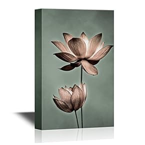 Canvas Wall Art - Lotus Flowers - Gallery Wrap Modern Home Art | Ready to Hang - 12x18 inches