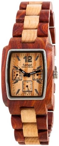 Tense Light 2 Tone Sandalwood Wood Watch Mens 3-Dial J8302SM