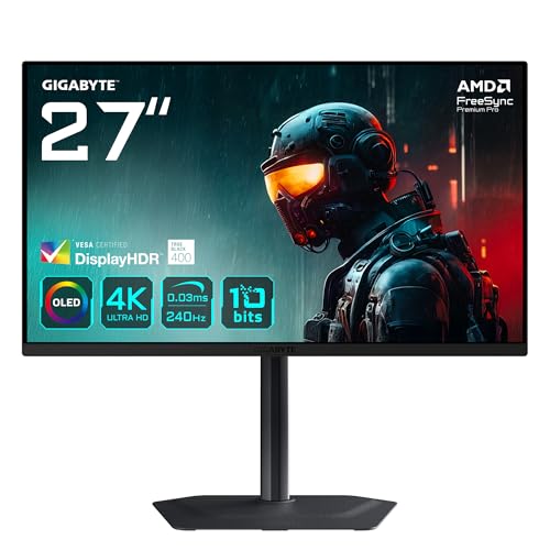 GIGABYTE MO27U2 OLED 4K UHD Gaming Monitor - 3840 x 2160, 240Hz, 0,03 ms, 1000 CD/m², Display HDR True Black 400, HDMI 2.1, DisplayPort 1.4