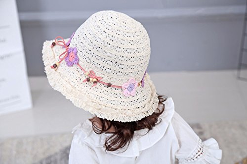 Children Kids Girl Floppy Sun Hat Wide Brim Baby Breathable Lace Cap Foldable Sunhat with Flower