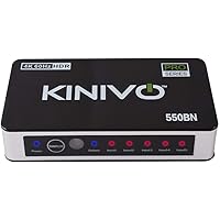 Kinivo HDMI Switch 4K HDR 550BN (5 in 1 Out, 4K 60Hz HDR, HDMI 2.0, High Speed 18Gbps, IR Remote, HDCP) - Compatible with Rok