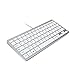 GMYLE Compact Wired USB Mini Keyboard for PC (Metallic Silver and White)