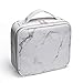 Joyful Professional Travel Makeup Case,Marble Makeup Cosmetic Train Case Organizer Bag with Dividers Brush Holder ¡­