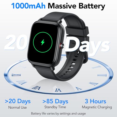 Smartwatch for Men and Women, 1.83 Inch HD Bluetooth Calling Watch, 110+ Sports Modes, Fitness Tracker with 1000 mAh Battery, 20 Days Time, Waterproof IP68 Smartwatch for Android/iOS
