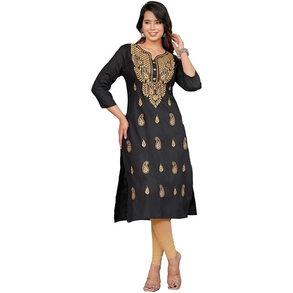 Wide Width Sandals JG JAI GOVINDAM Chikankari Cotton Kurti Set - Indian Pakistani Salwar Kameez Suit A-line Kurta With Pant