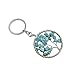 Joya Gift Charm Tree of Life Multicolored Natural Crystal Stone Handmade Circle Keychain Pendant Necklace