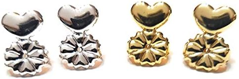 Presker Supply- Earring Lifter Backs- 2 Pairs of Adjustable Earring Lifts (1 Pair of Sterling Silver and 1 Pair of 18K Gold Plated)